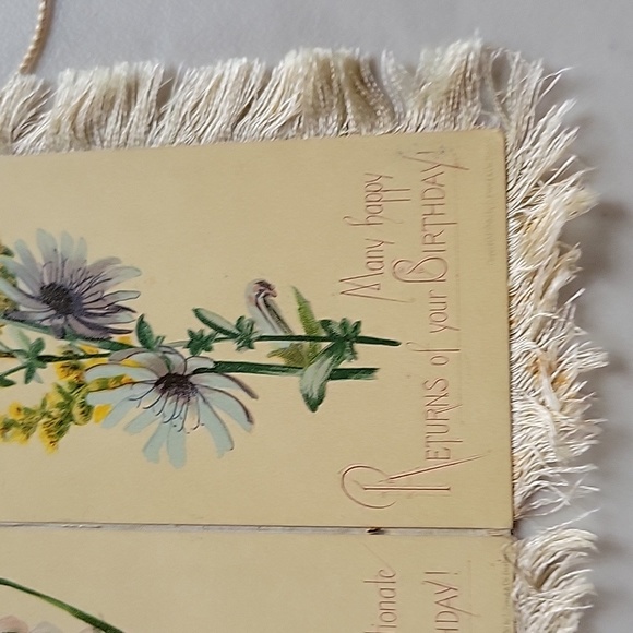 Antique Chromolithograph L. Prang & Co. 1880 Silk Fringe Birthday Card - Picture 8 of 11